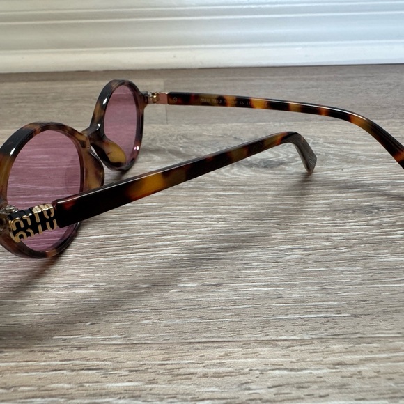 Miu Miu Tortoiseshell Oval Sunglasses with Pink Lenses - Picture 3 of 10